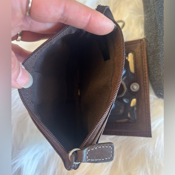 Kate Landry Brown Leather Coin Keychain Wallet Pouch S - Picture 4 of 9